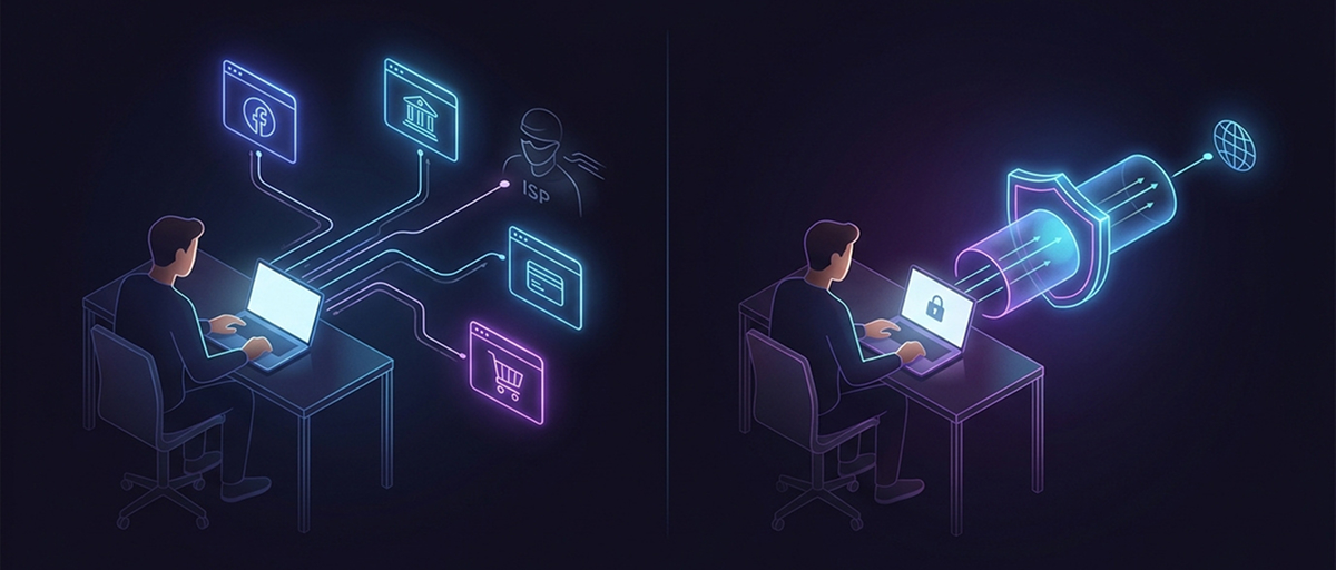 VPN vs brak VPN – co widzi Twój dostawca Internetu?