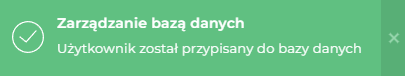 Komunikat potwierdzający modyfikację bazy danych w cal.pl
