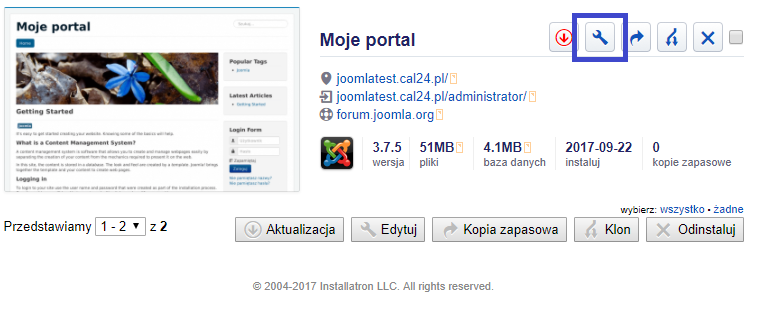 Edycja instalacji Joomla.