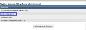 Lista domen na koncie Direct Admin.