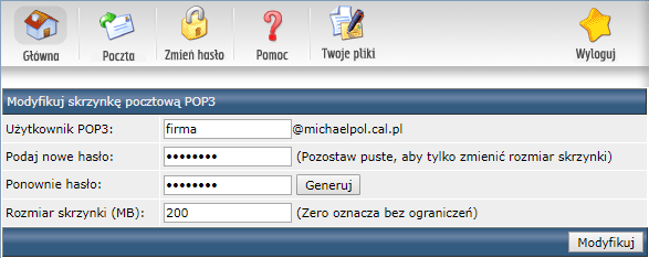 Zmiana hasła skrzynki pocztowej email.