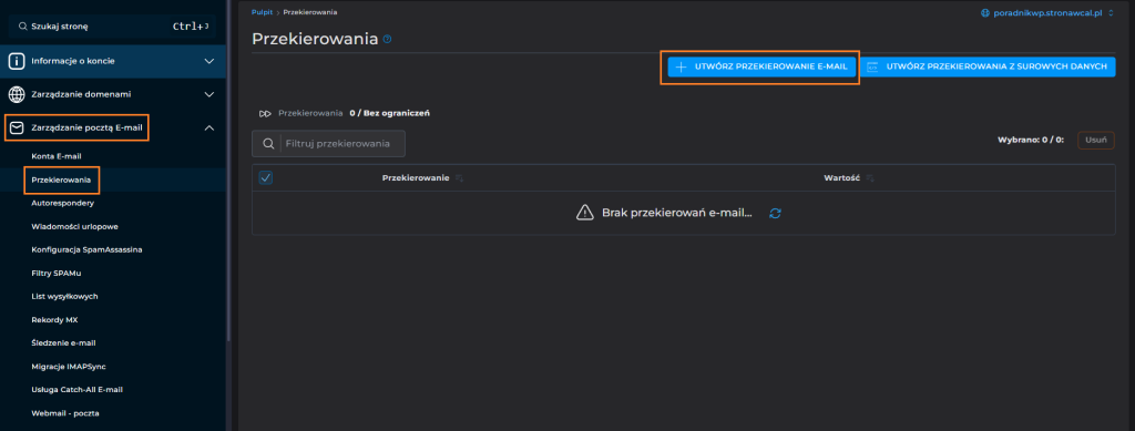 Tworzenie adresu email w Direct Admin w cal.pl