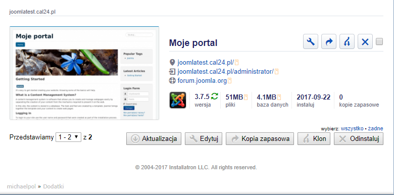 Zainstalowana aplikacja.