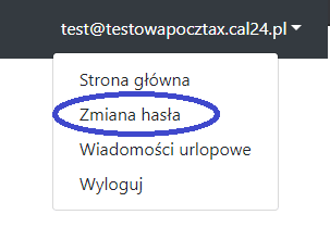 opcja zmiany hasła