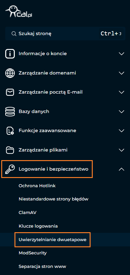 Menu Direct Admin w cal.pl