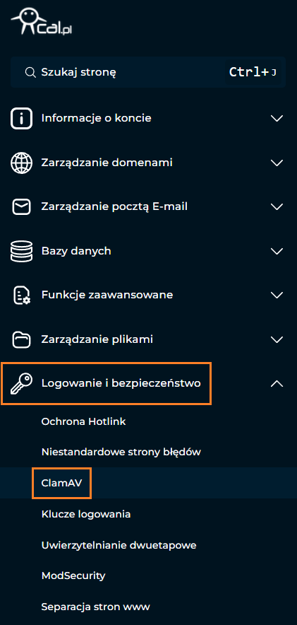 Menu Direct Admin w cal.pl