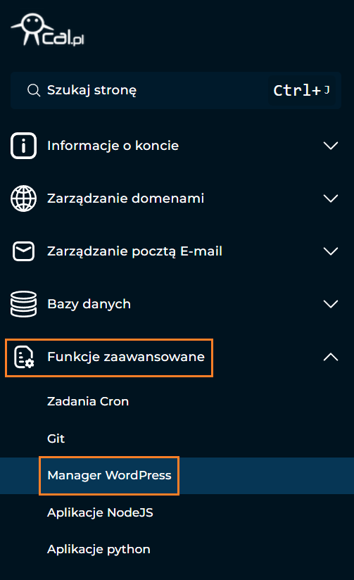 Menu Direct Admin w cal.pl