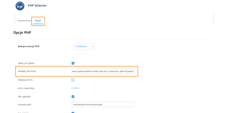 Moduły PHP w Direct Admin w cal.pl