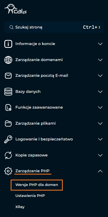 Menu Direct Admin w cal.pl
