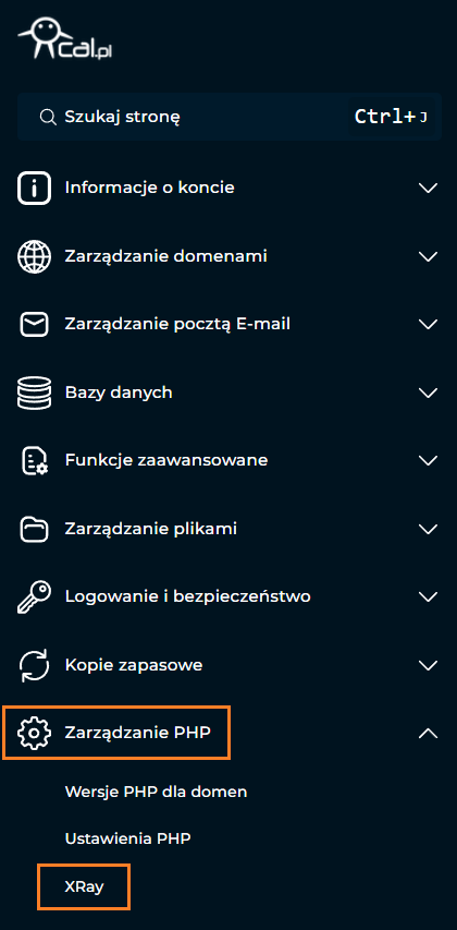 Menu Direct Admin w cal.pl