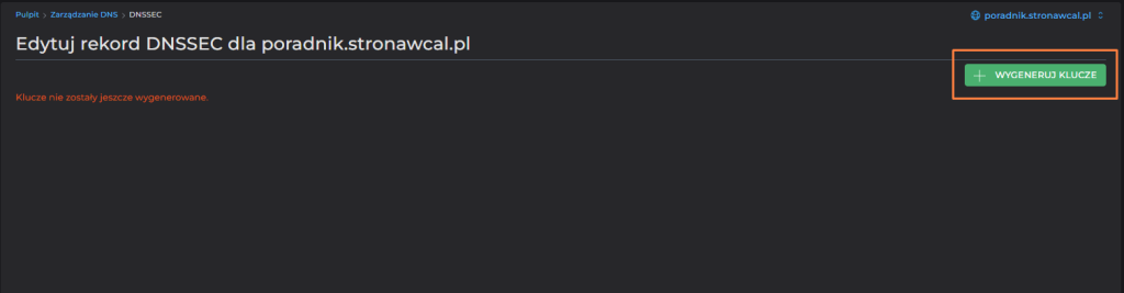 generowanie kluczy dnssec cal.pl