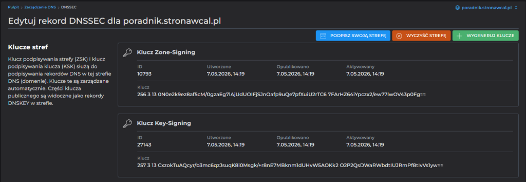 klucze do dnssec