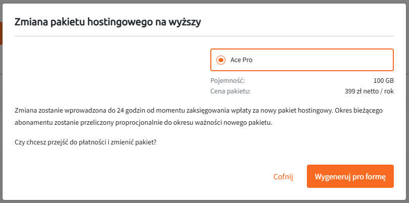 zmien pakiet na wyzszy calpl centrum klienta switch plan