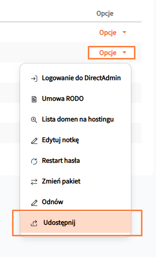 udostępnij hosting