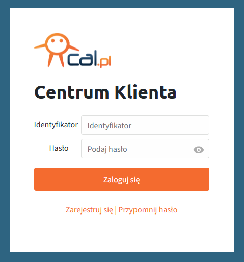panel logowania do centrum klienta cal.pl
