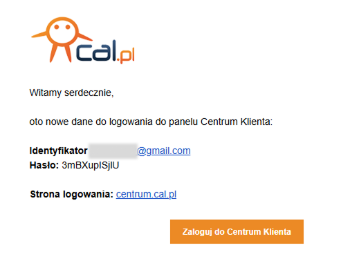 nowe hasło do Centrum Klienta cal.pl
