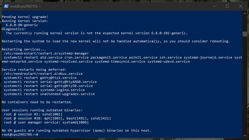 udana aktualizacja systemu vps cal.pl