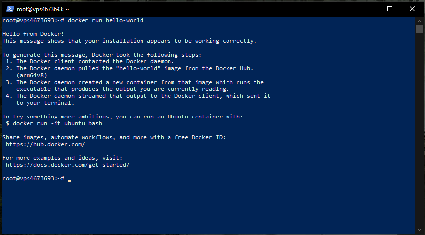 udana instalacja docker na vps