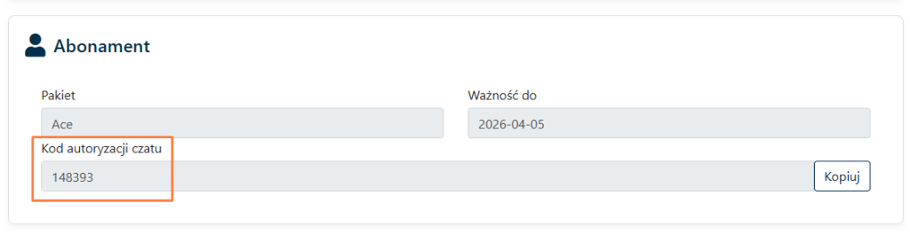 kod autoryzacji chatu cal.pl