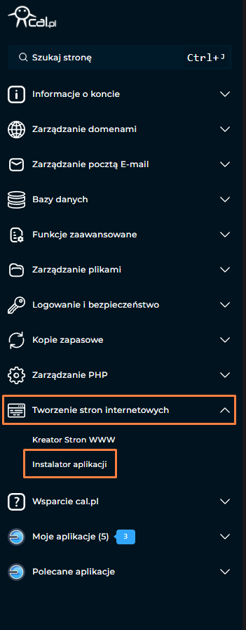lokalizacja installatron w directadmin cal.pl