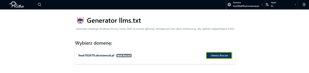 generator pliku llms.txt directadmin cal.pl