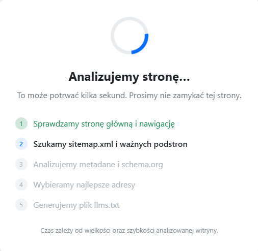 widok generowania pliku llms.txt directadmin cal.pl